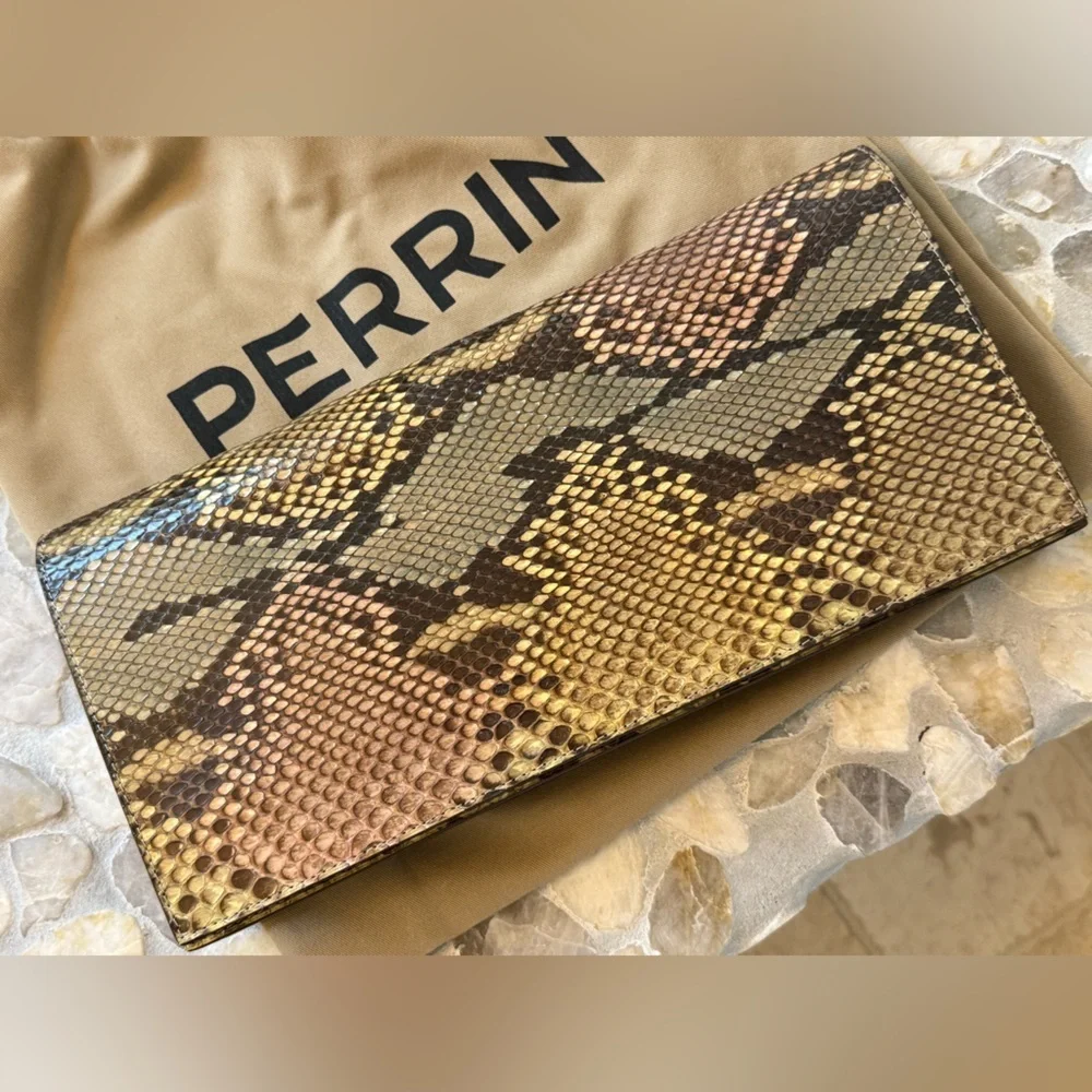 NWT RARE Perrin Snakeskin clutch